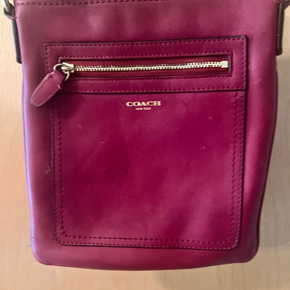 Vintage Dark Red Coach Crossbody with Gold Hardware